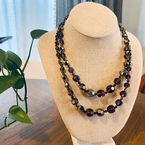 Vintage topaz beaded crystal statement necklace